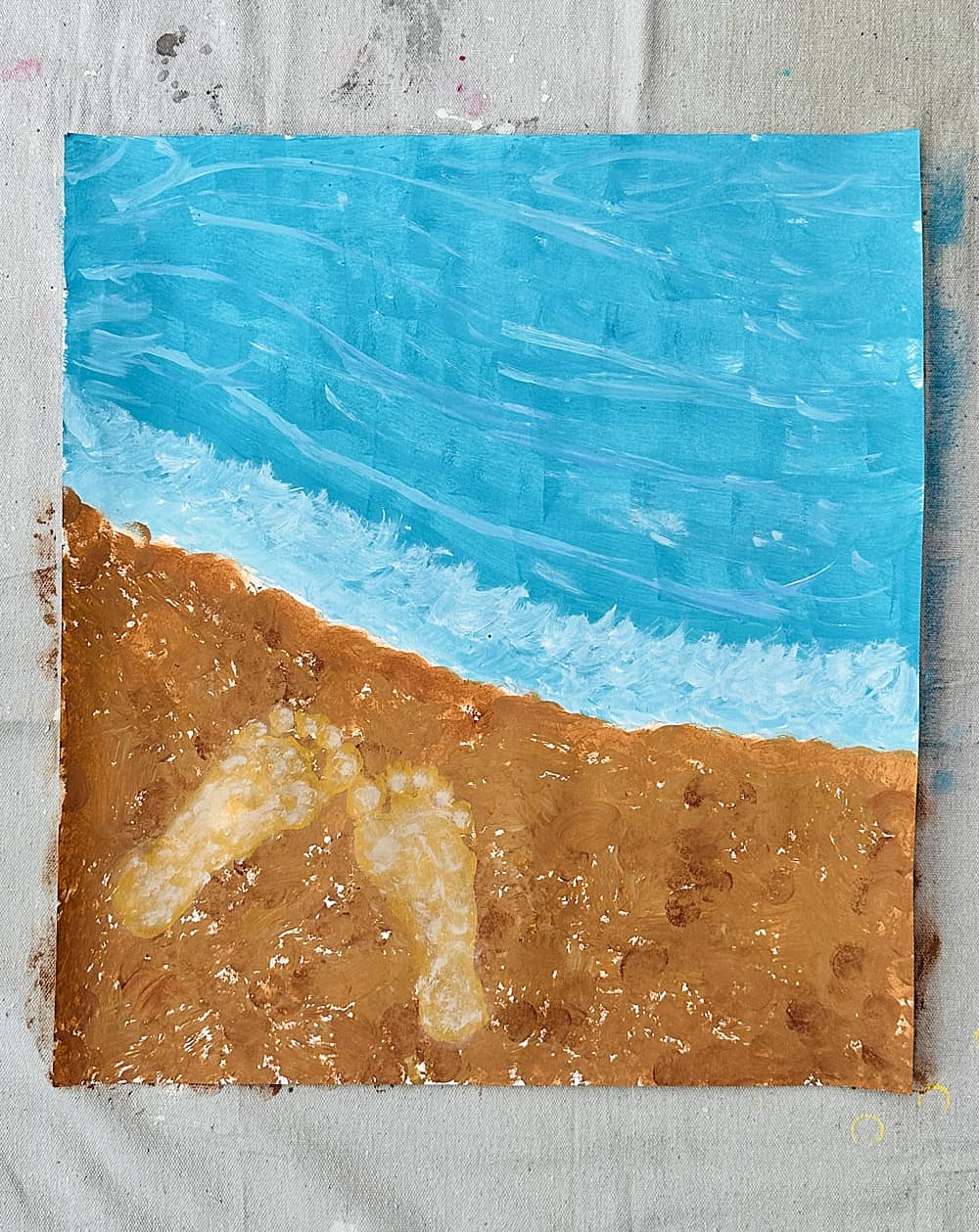 beach footprint art summer craft kids