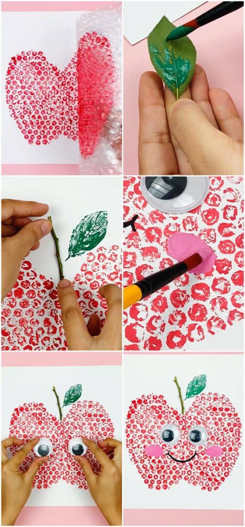 Cute As An Apple Bubble Wrap Painting