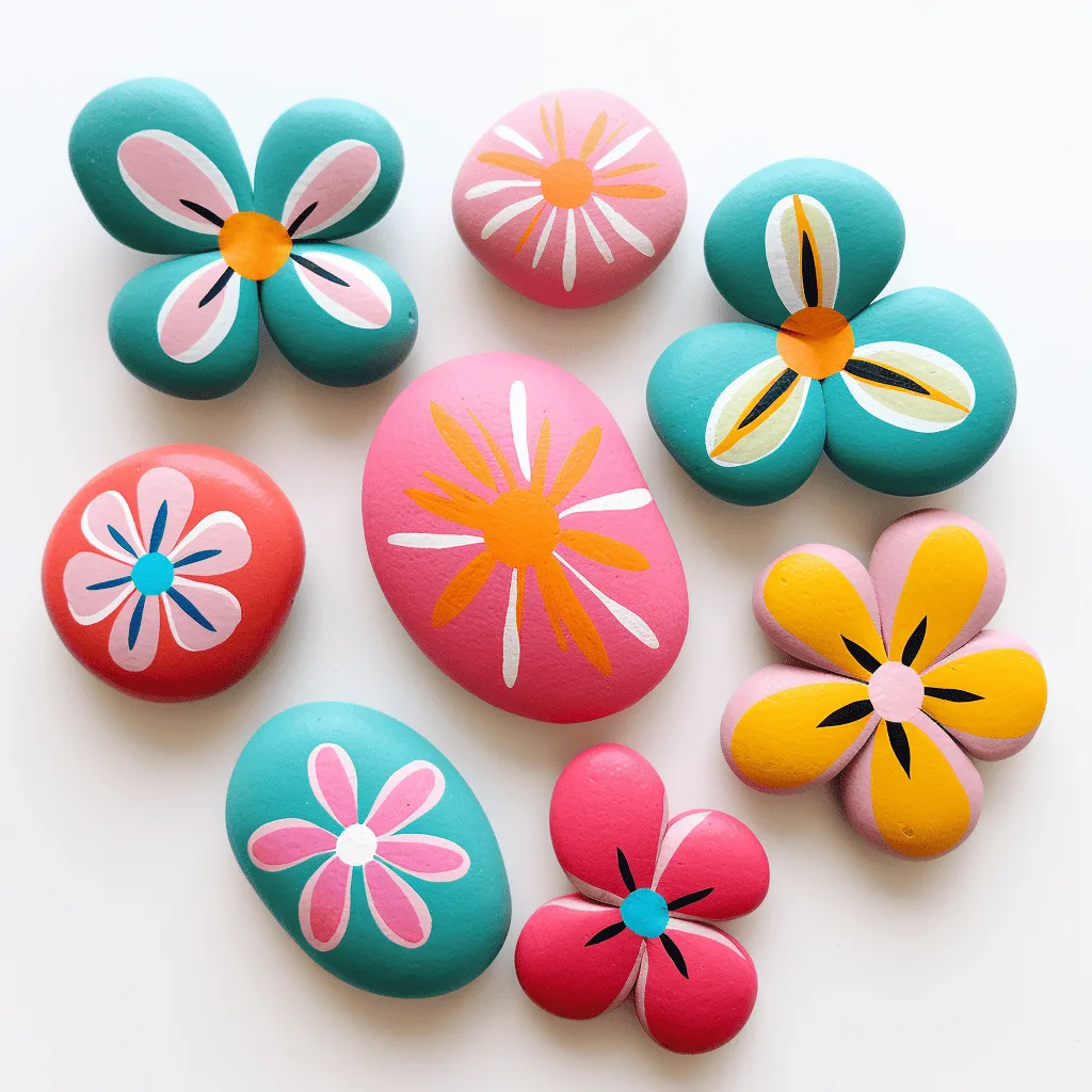 flower painted rocks