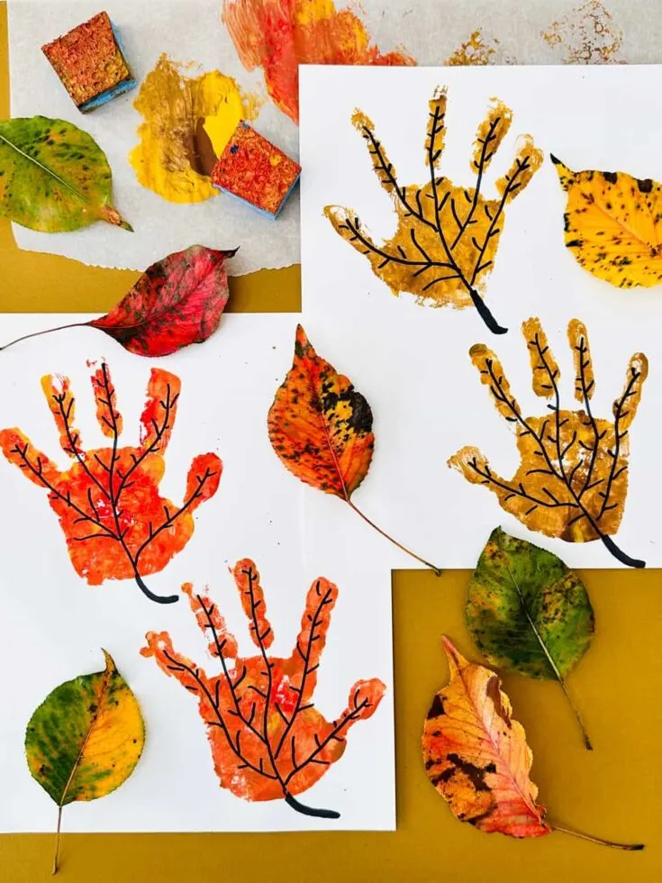 Fall Leaf Handprint Art