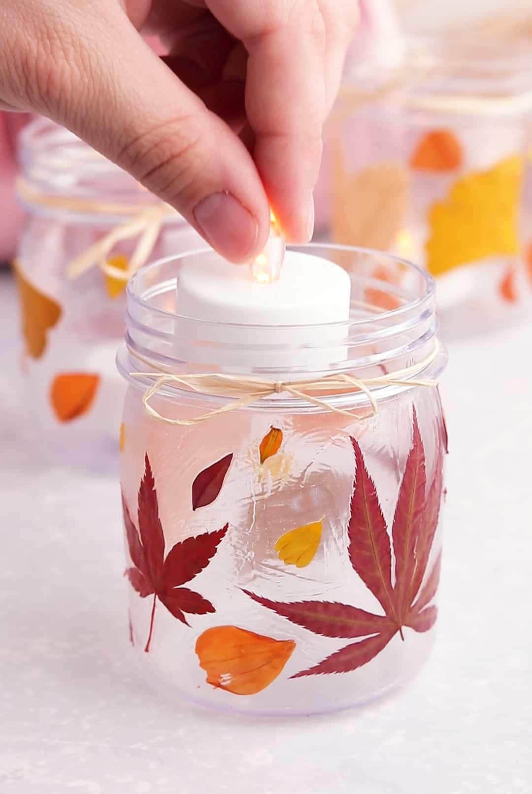 DIY Pressed Fall Leaf Jars