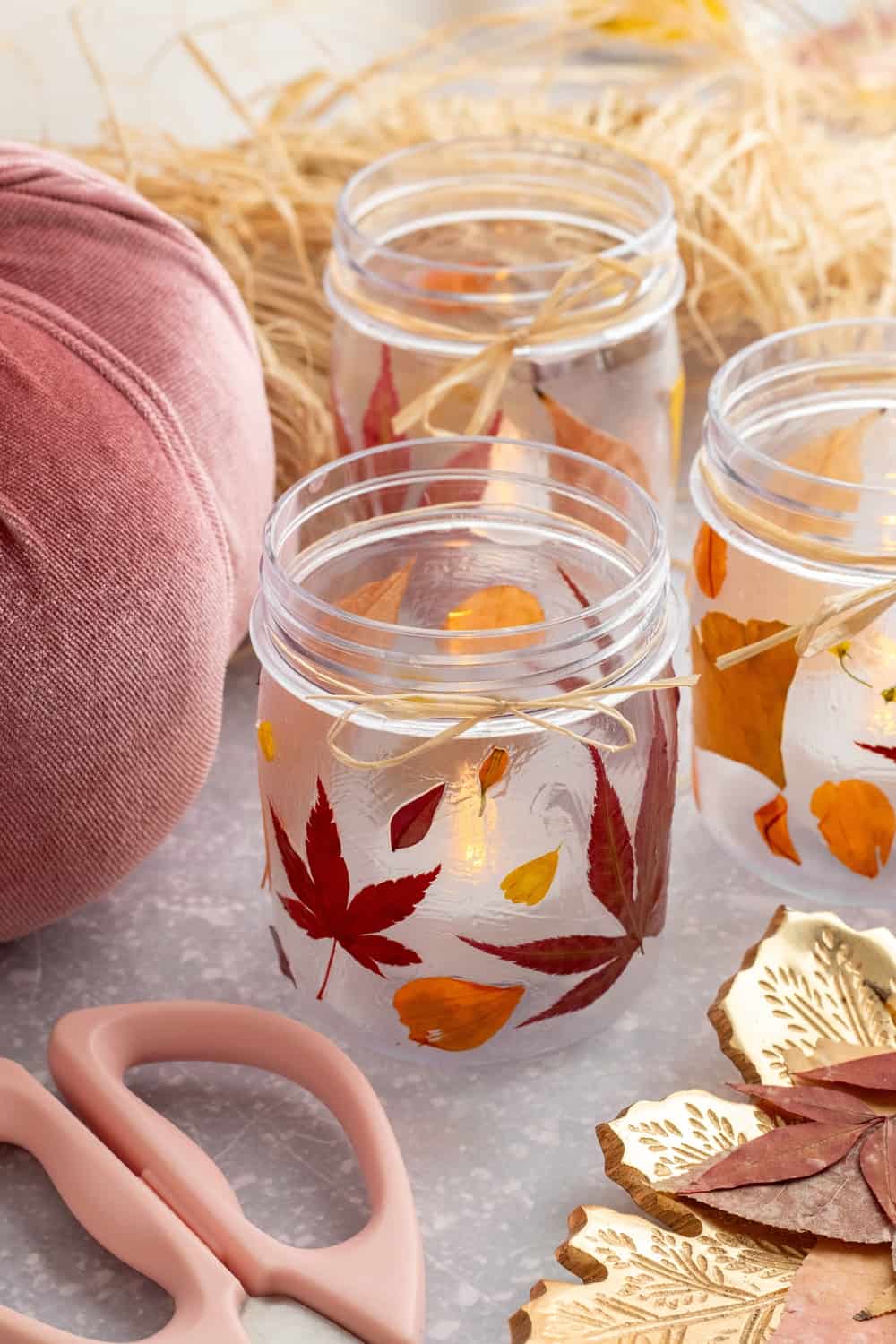 DIY Pressed Fall Leaf Jars