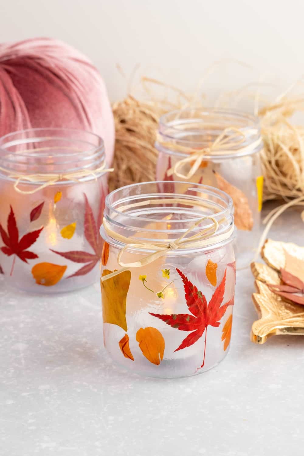 DIY Pressed Fall Leaf Jars