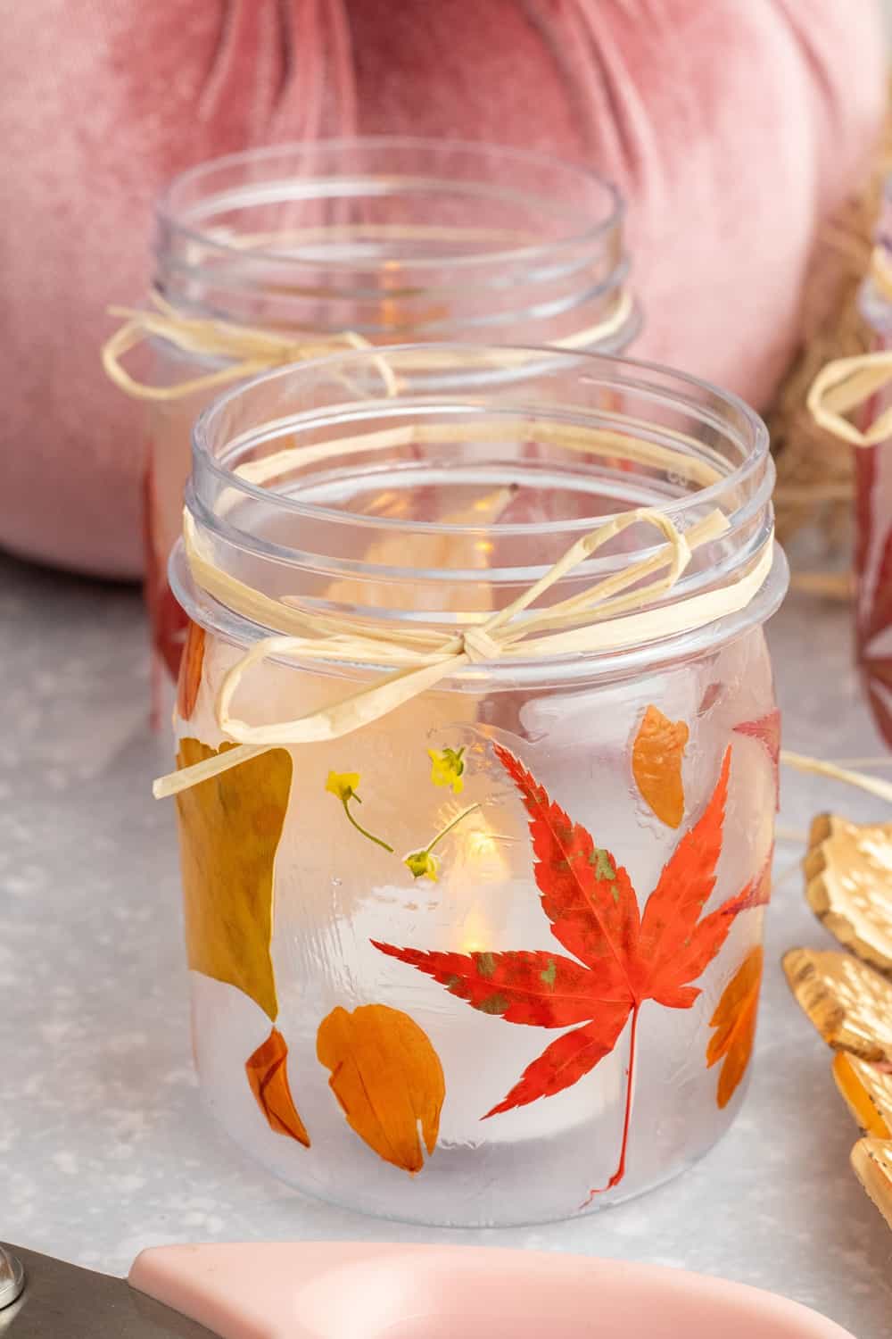 DIY Pressed Fall Leaf Jars