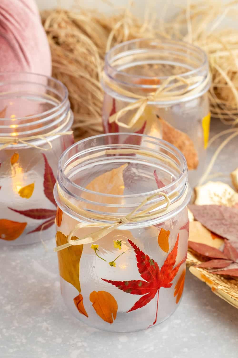 DIY Pressed Fall Leaf Jars