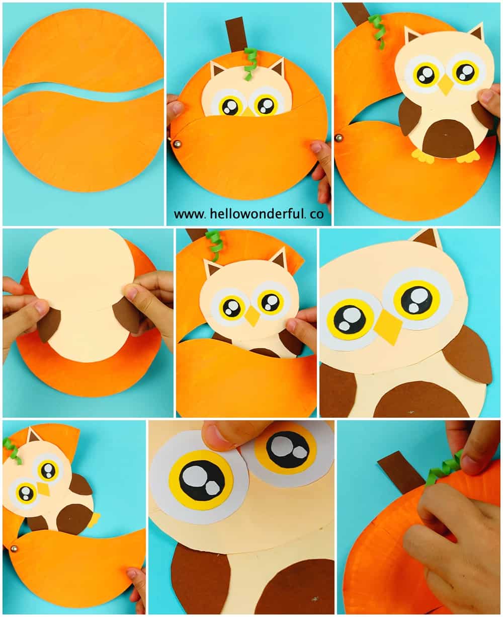 Paper Plate Pumpkin Owl Craft