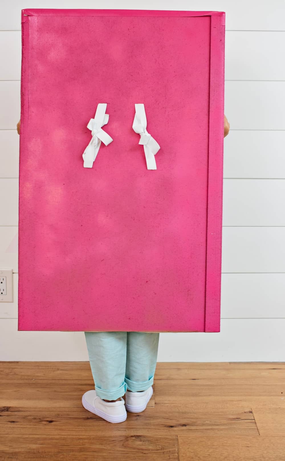 hot pink cardboard box costume
