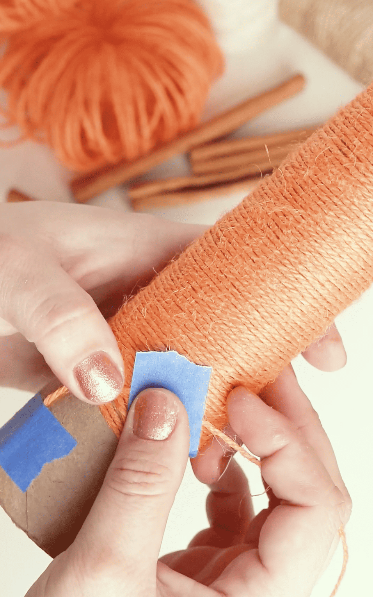 yarn around paper tube