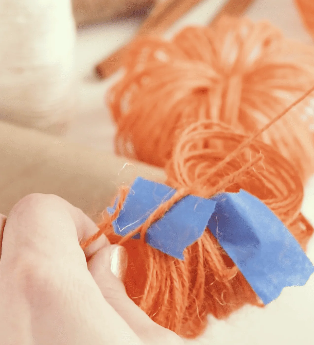 tying twine pumpkins