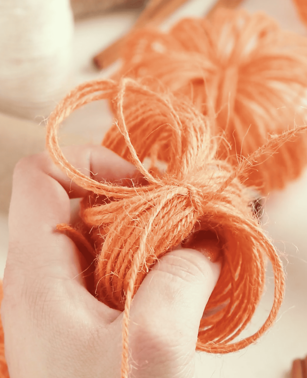 tying twine pumpkins