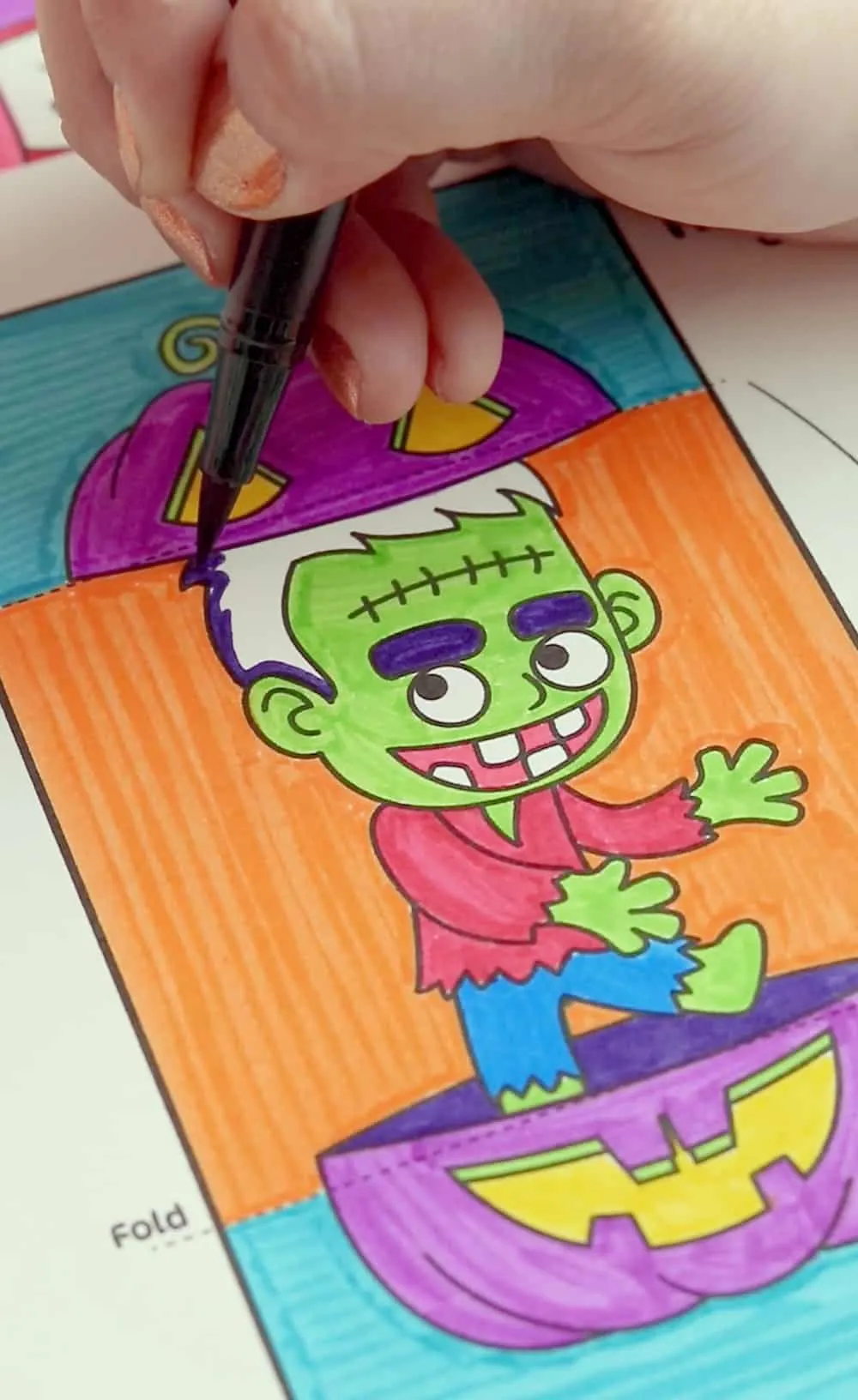 coloring halloween cards