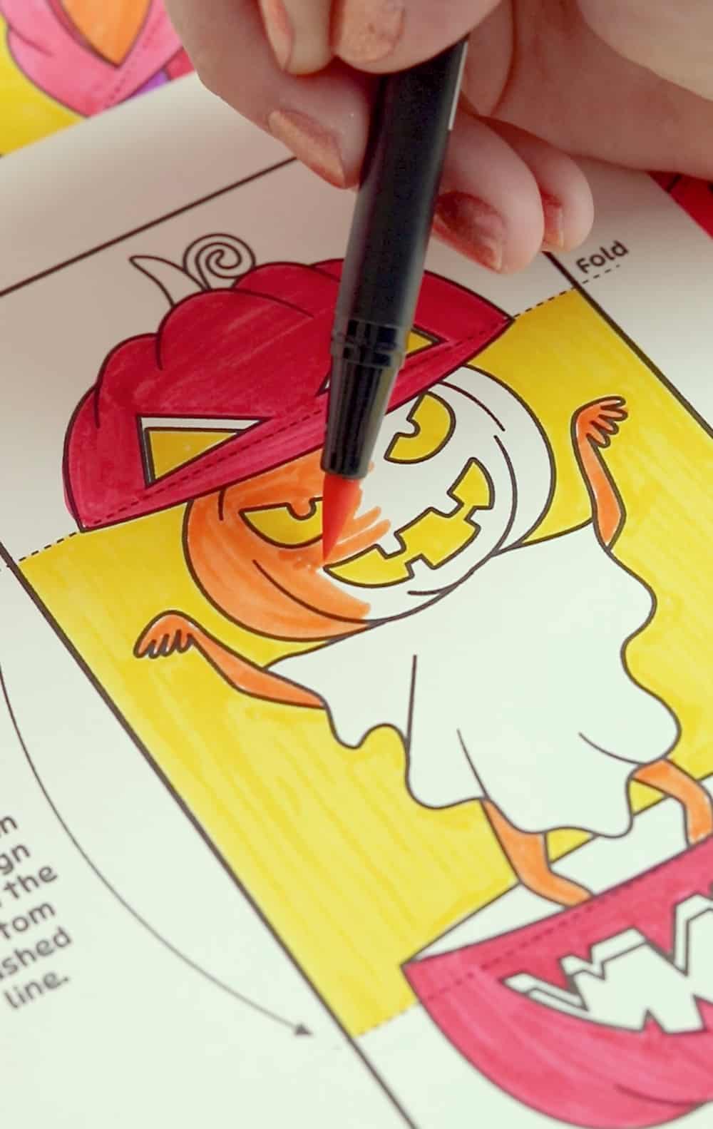 coloring halloween cards