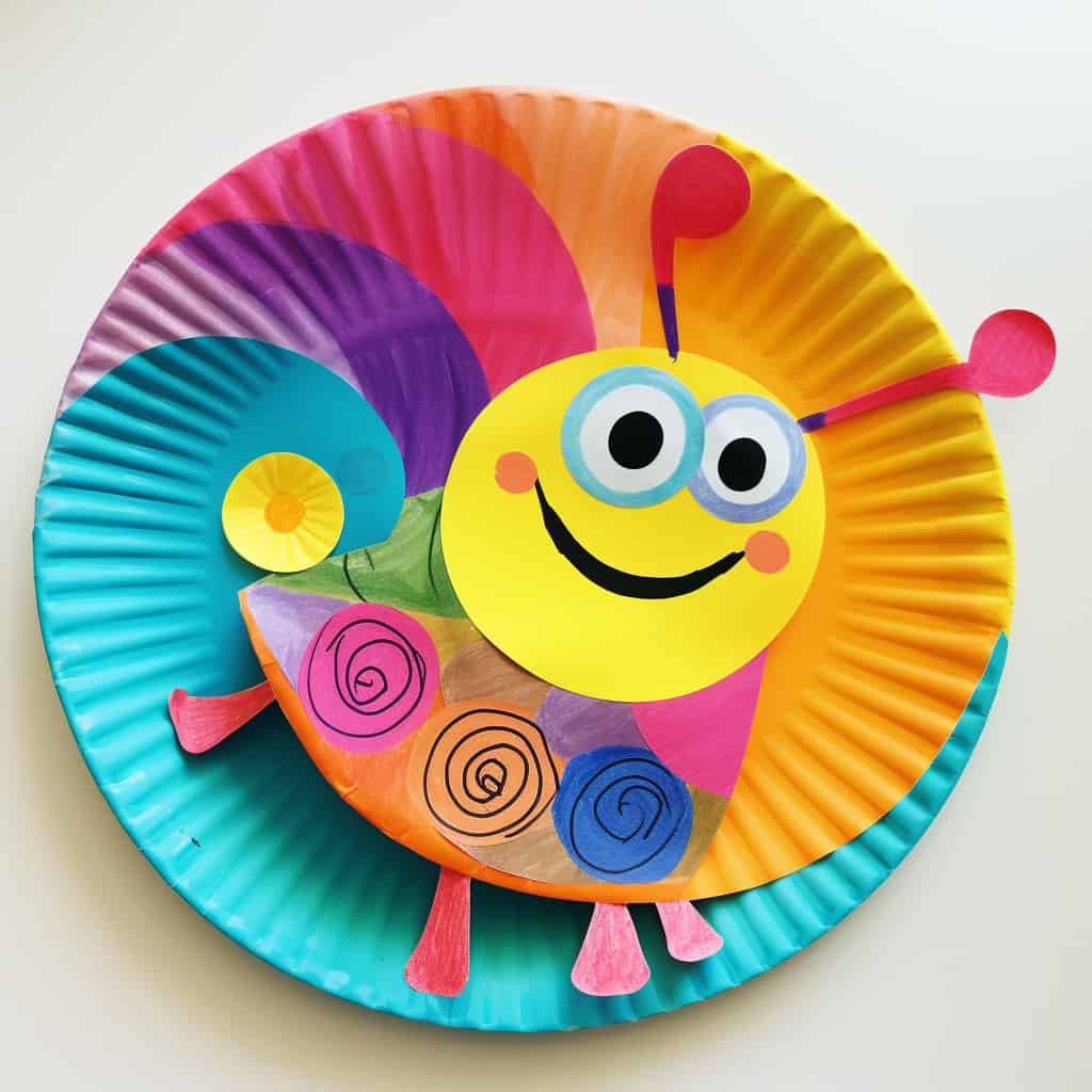 Rainbow Paper Plate Snail Craft