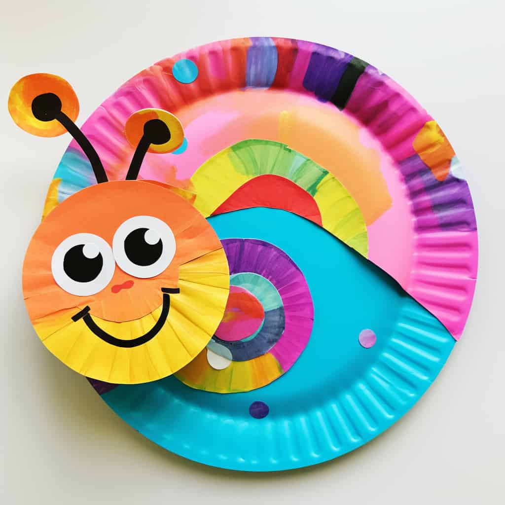 Rainbow Paper Plate Snail Craft