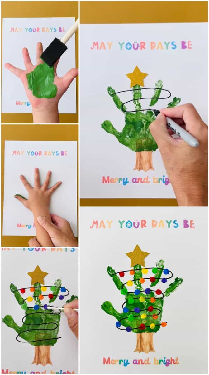 Christmas Tree Handprint Art With Printable Template
