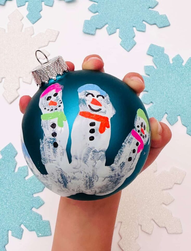 Snowman Handprint Ornament Craft