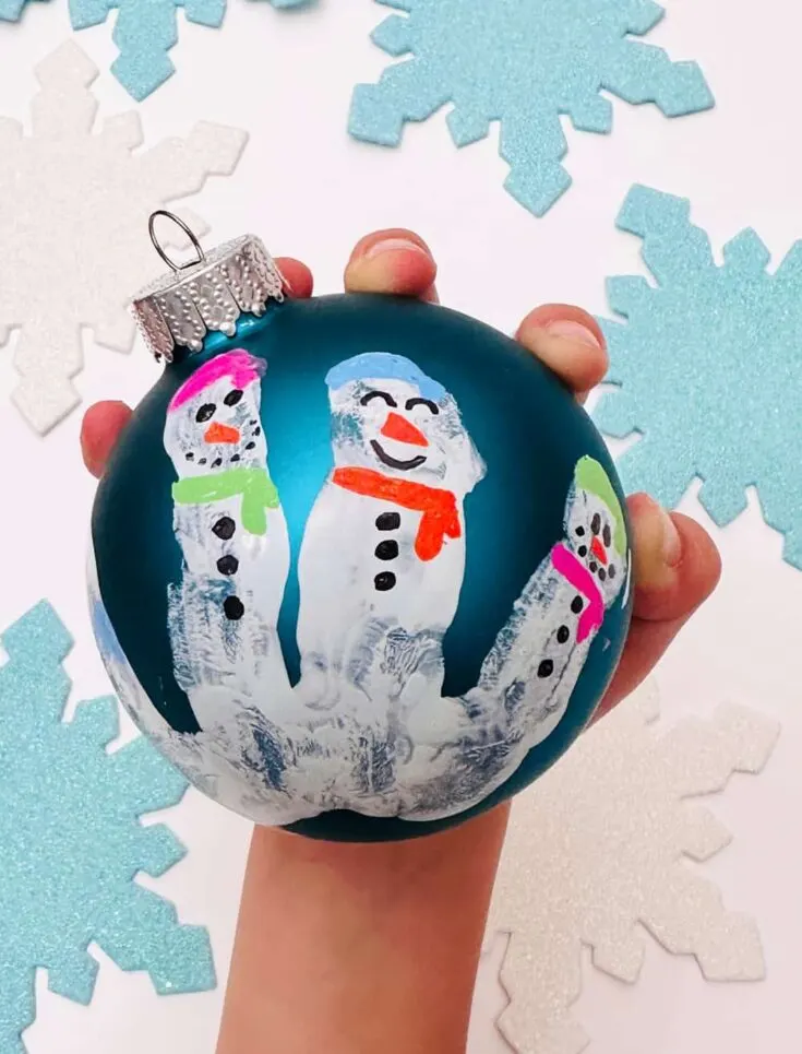 Snowman Handprint Ornament Craft
