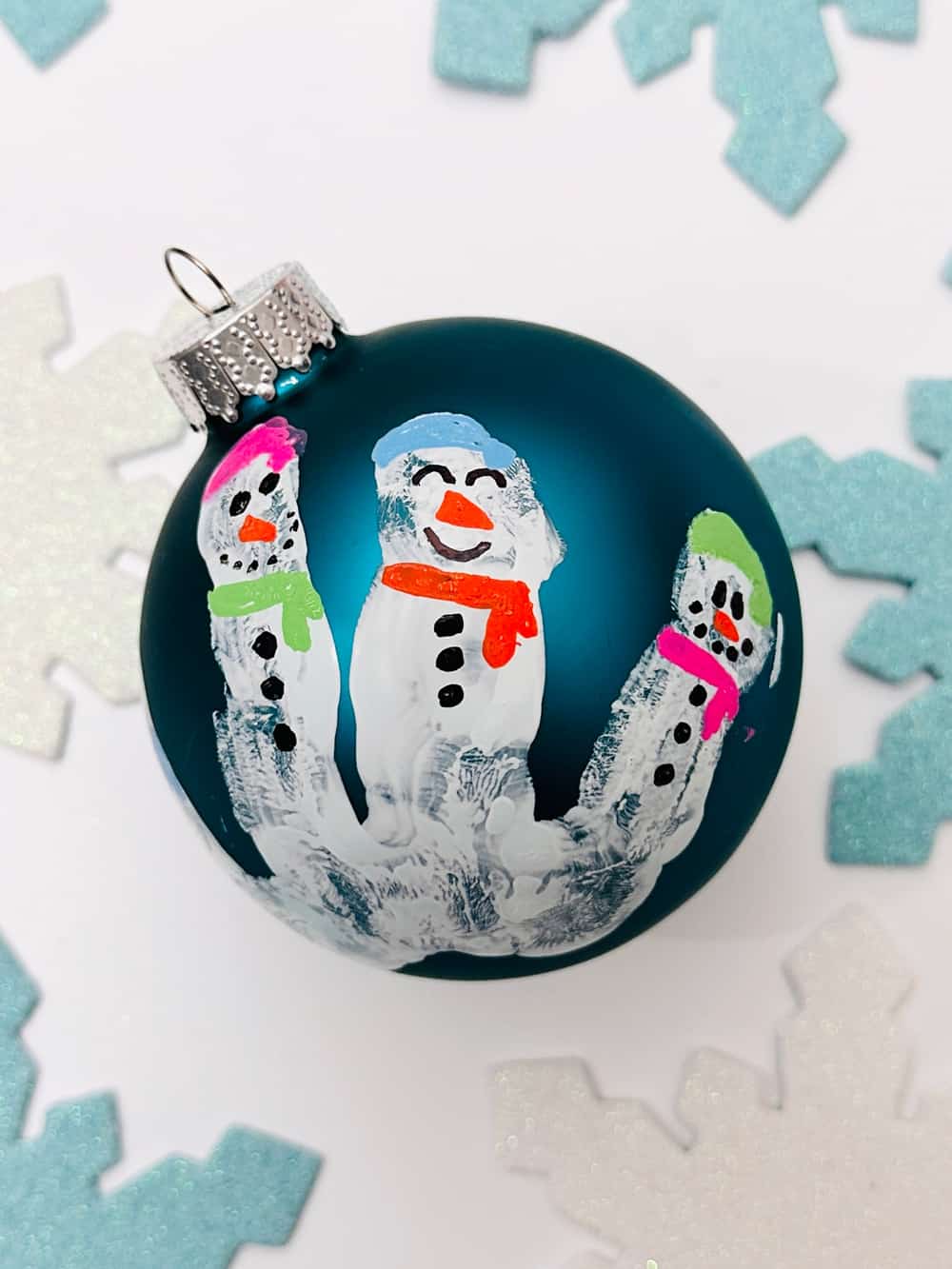 Snowman Handprint Ornament 