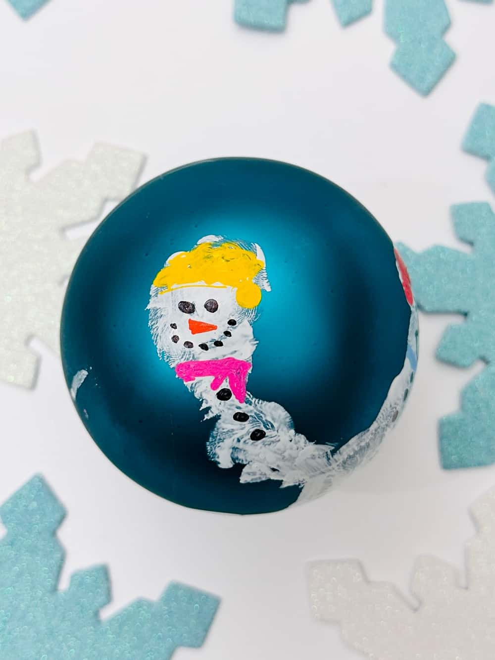 Snowman Handprint Ornament 