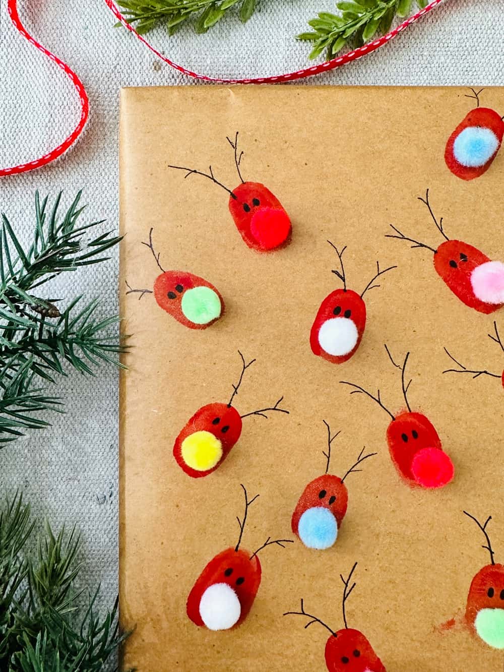 Rudolph Fingerprint Gift Wrap