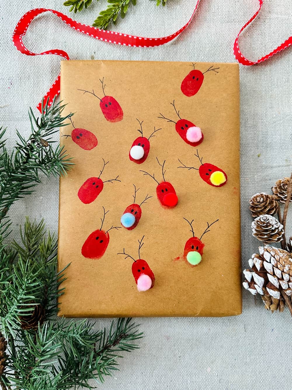 Rudolph Fingerprint Gift Wrap