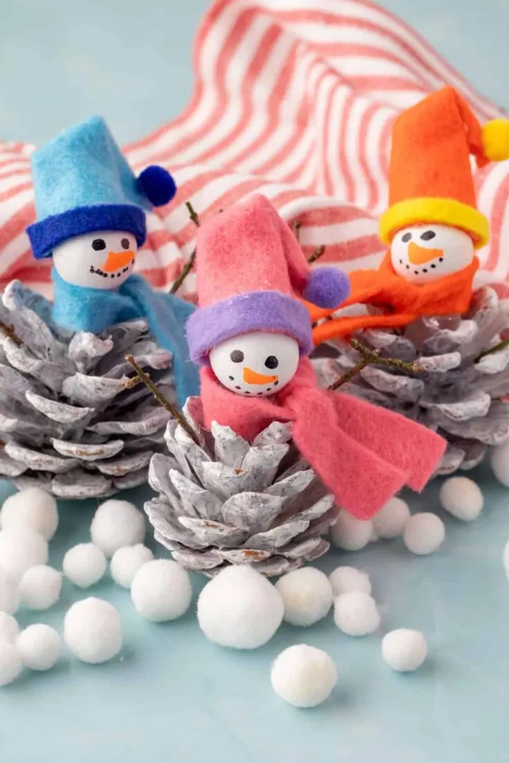 Cute Snowman Pine Cone Craft