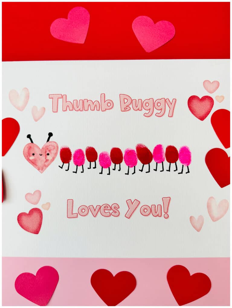 Cute Valentine Thumbprint Art – With Printable Template