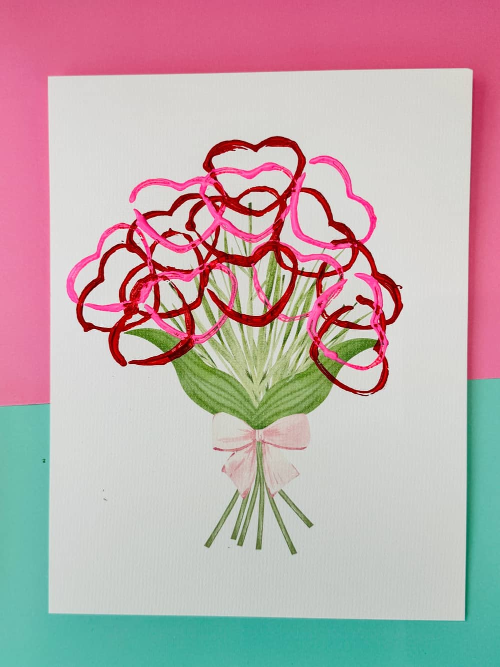 Paper Tube Heart Stamp Flowers