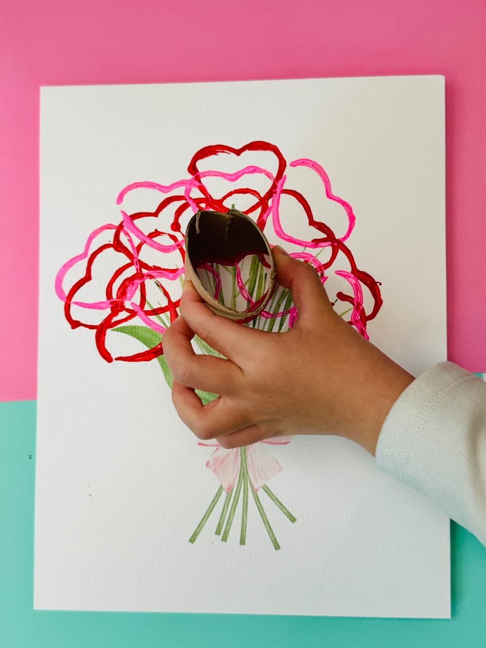 Paper Tube Heart Stamp Flowers