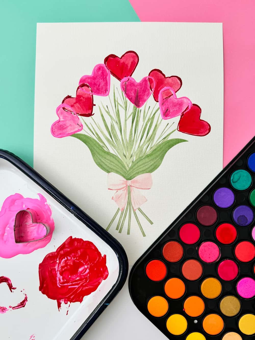 Heart Flower Art With Cookie Cutter Stamps