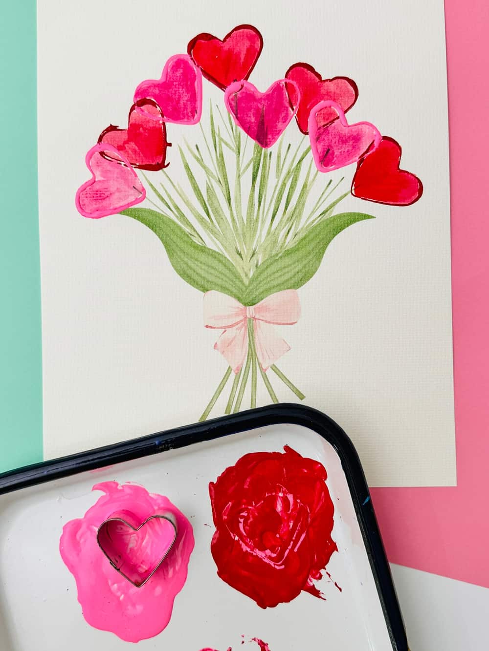 Heart Flower Art With Cookie Cutter Stamps