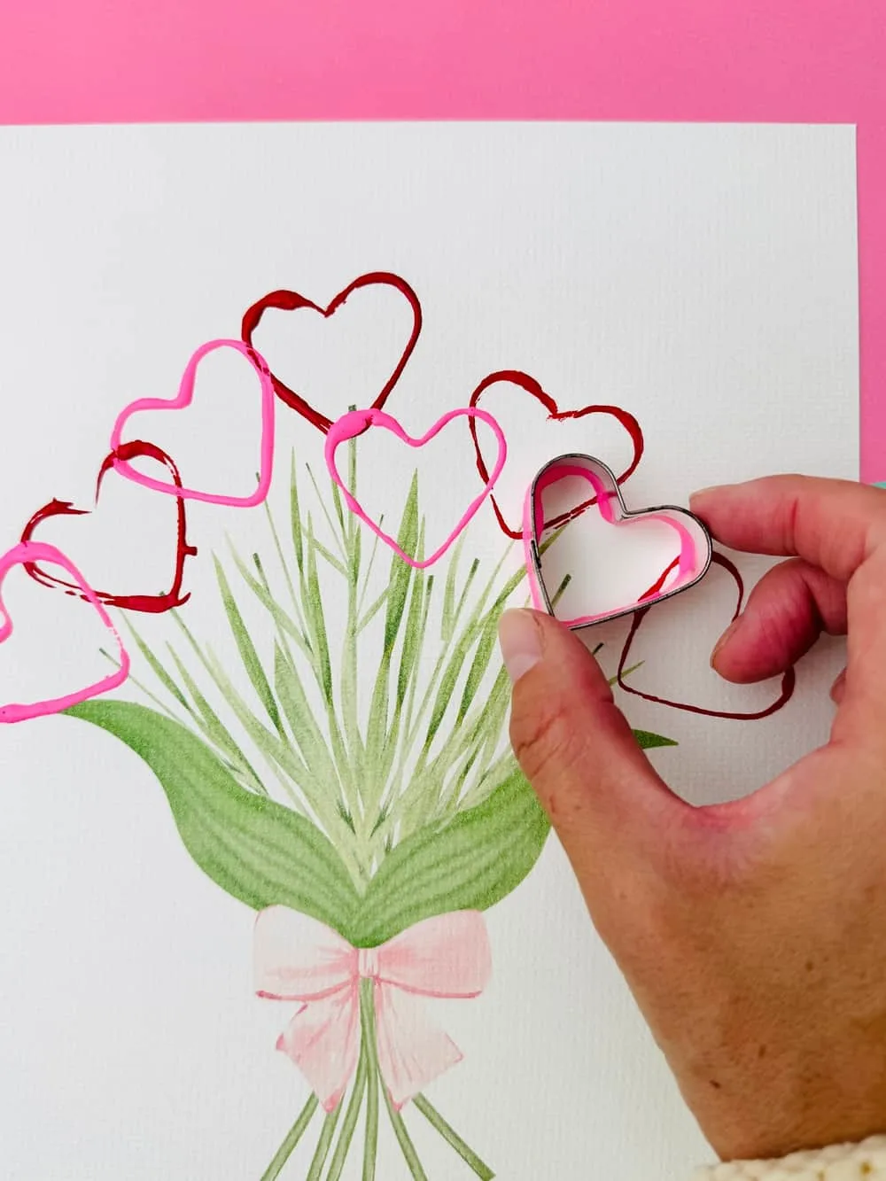 Heart Flower Art With Cookie Cutter Stamps