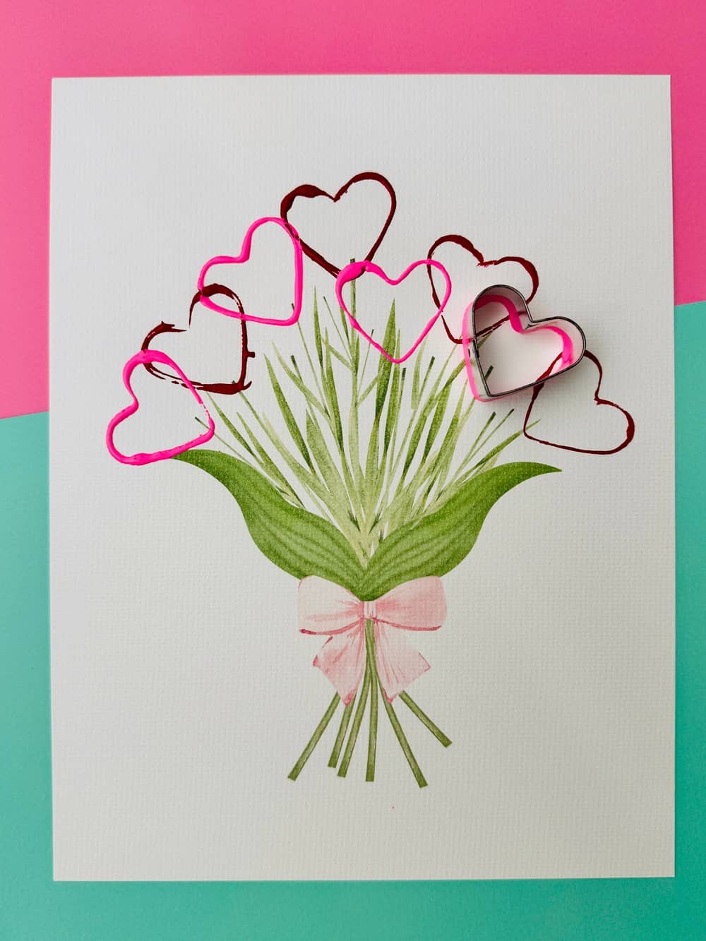 Heart Flower Art With Cookie Cutter Stamps