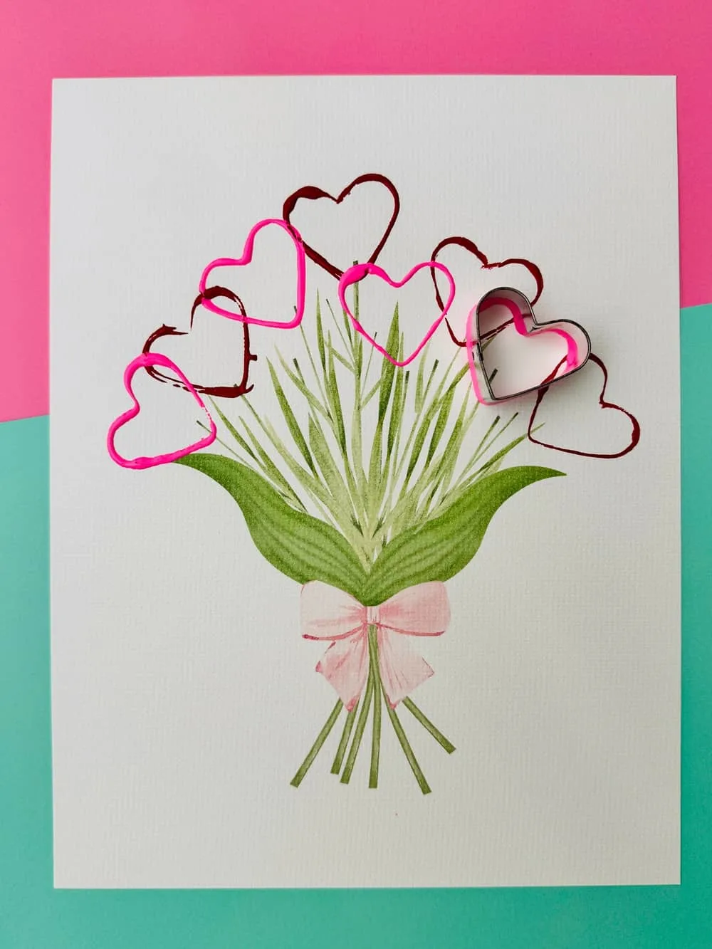 Heart Flower Art With Cookie Cutter Stamps