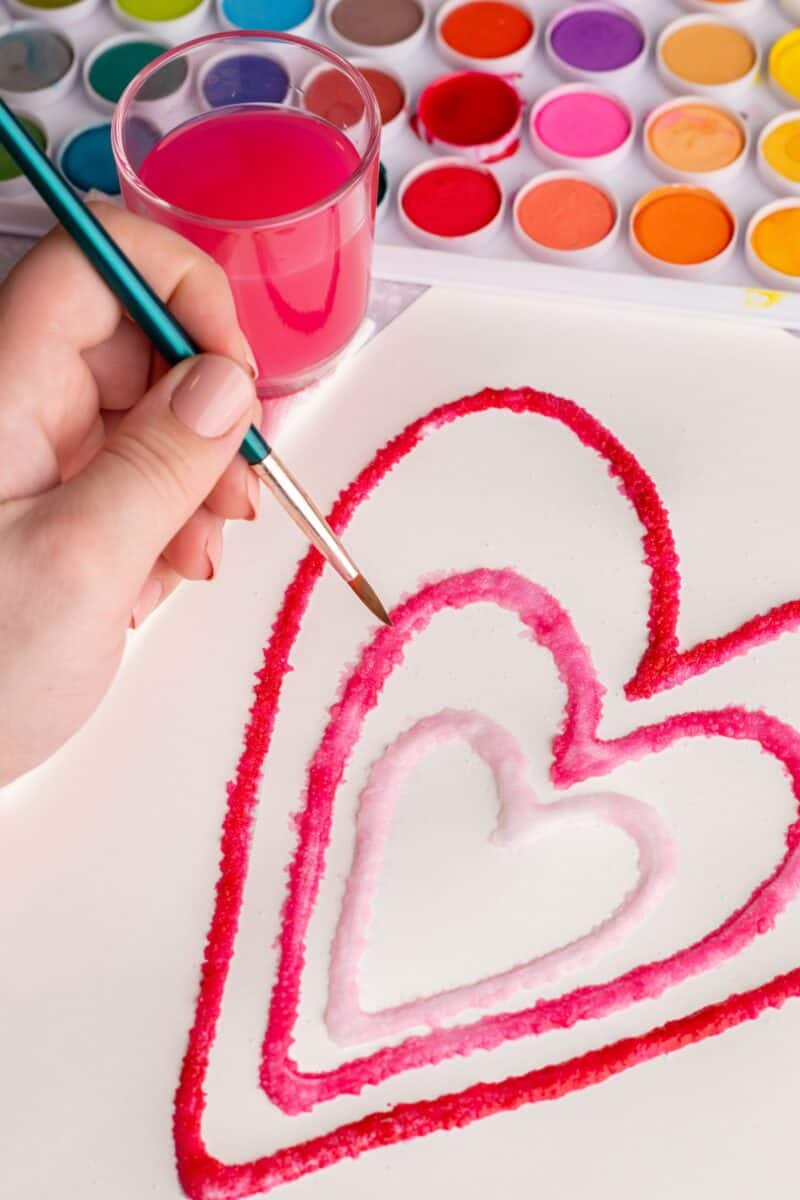 Heart Glue Salt Painting Cute Valentine Art For Kids