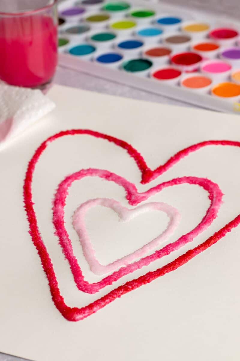 Heart Glue Salt Painting Cute Valentine Art For Kids
