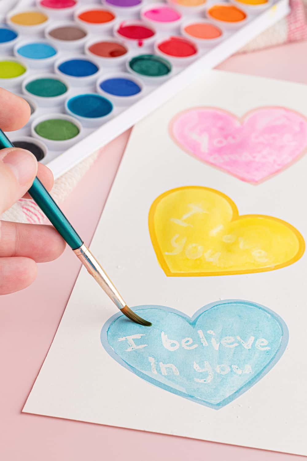 Watercolor Conversation Hearts