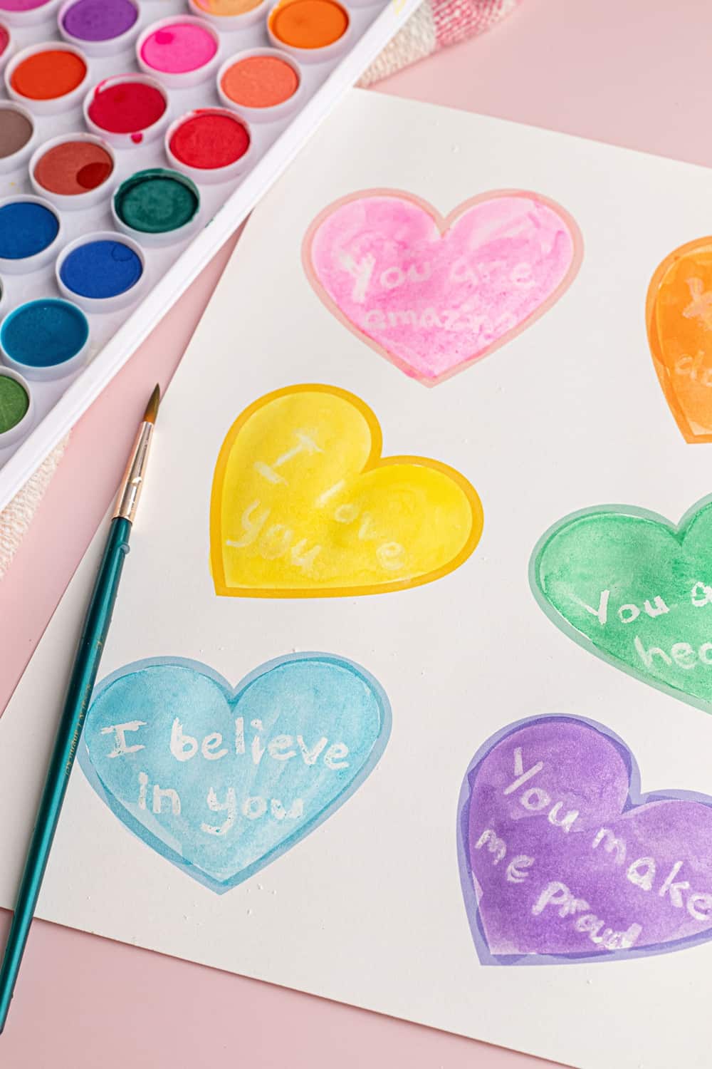 Watercolor Conversation Hearts