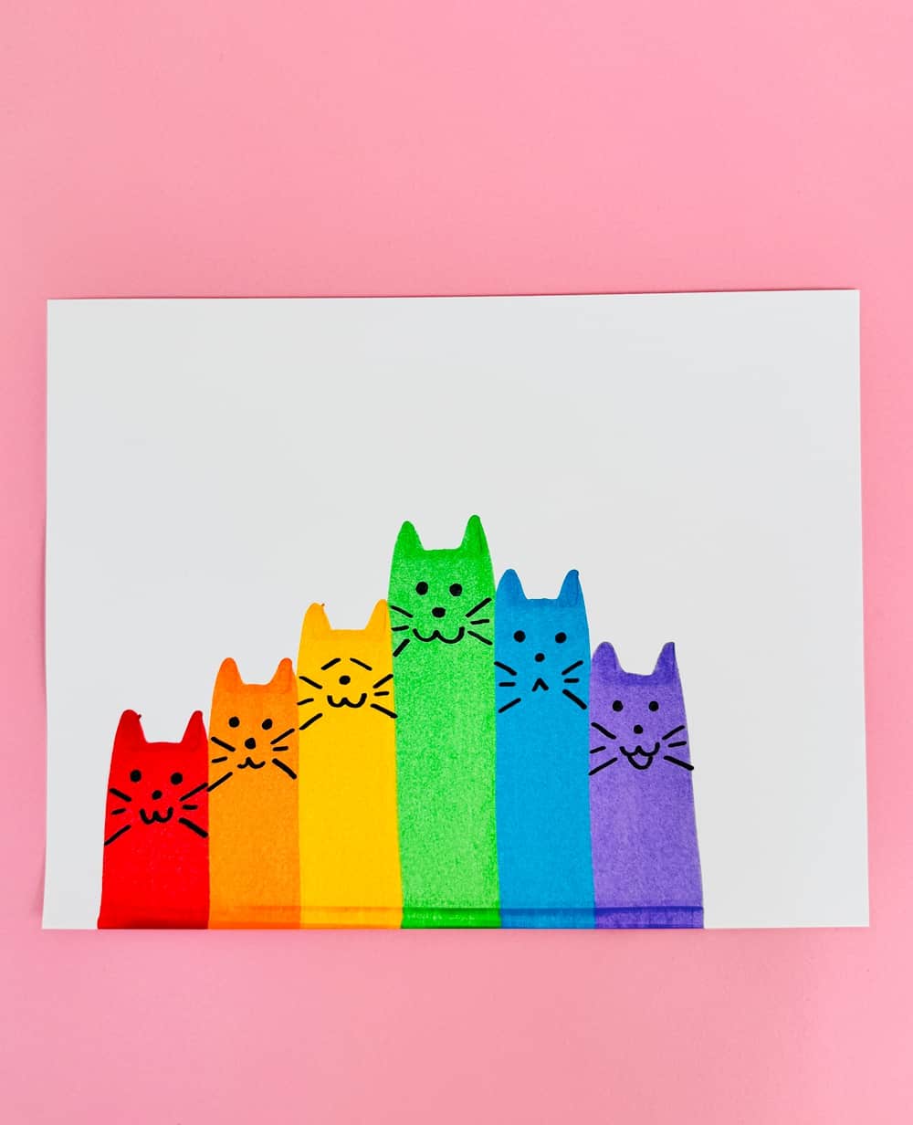 Clever Rainbow Cat Squeegee Art