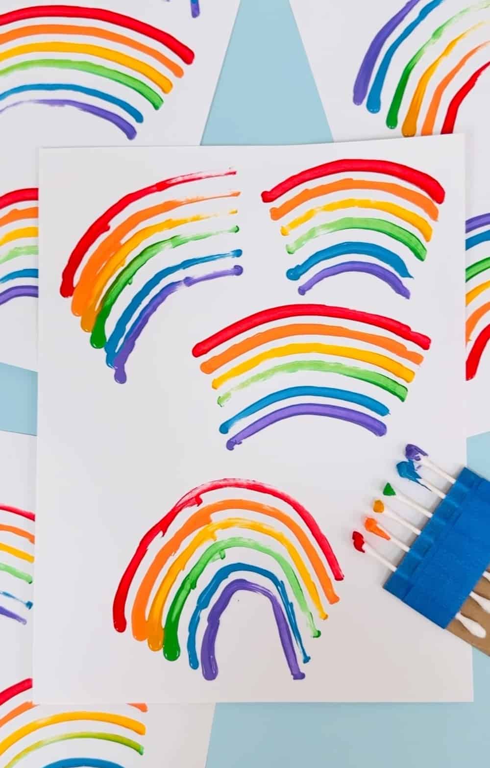 Q-Tip Rainbow Craft - هنر زیبای رنگین کمان برای کودکان