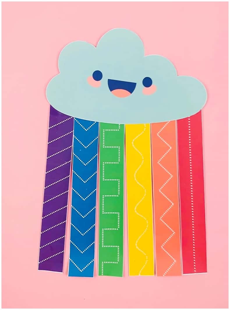 Rainbow Cloud Scissor Skills Activity For Kids