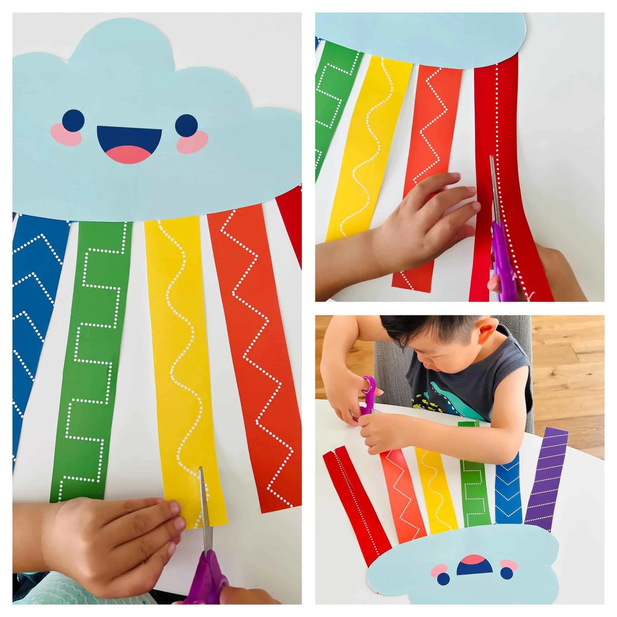 Rainbow Cloud Scissor Skills Activity For Kids