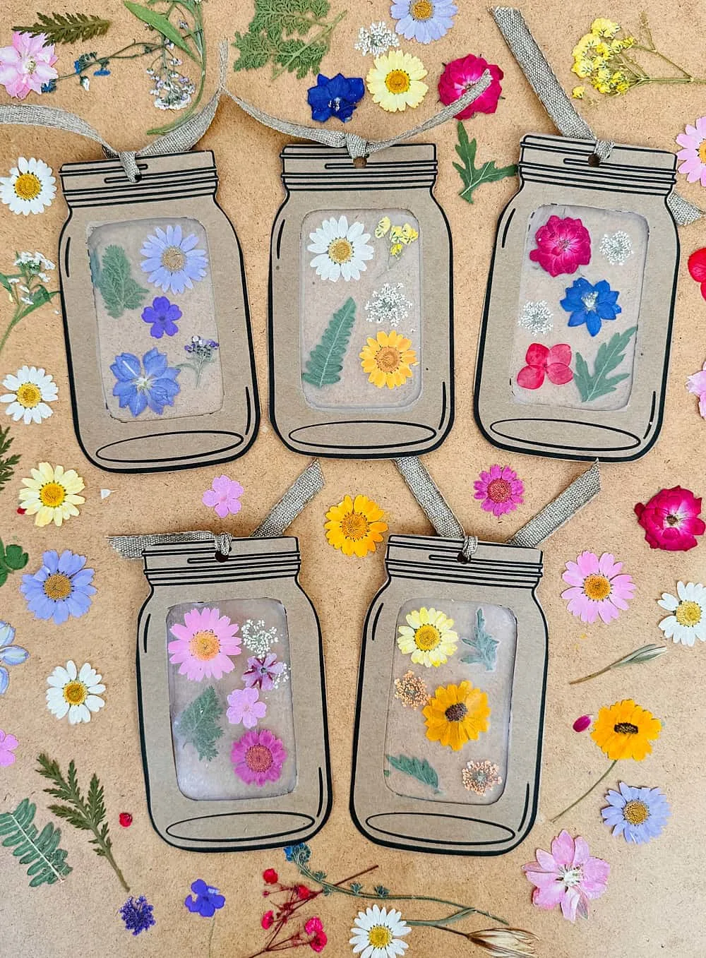 pressed flower jars