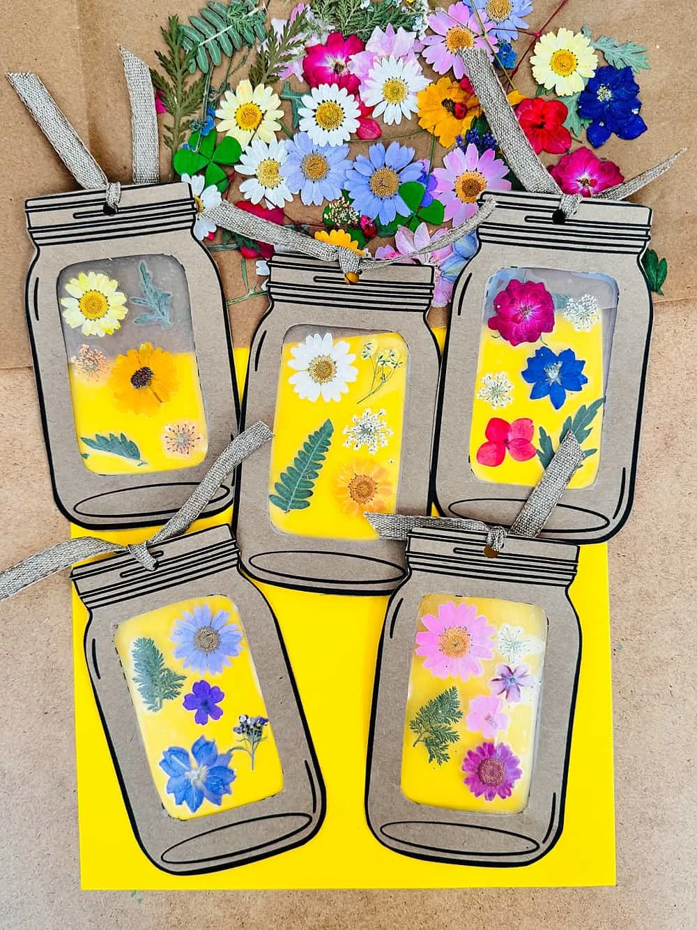 pressed flower jars