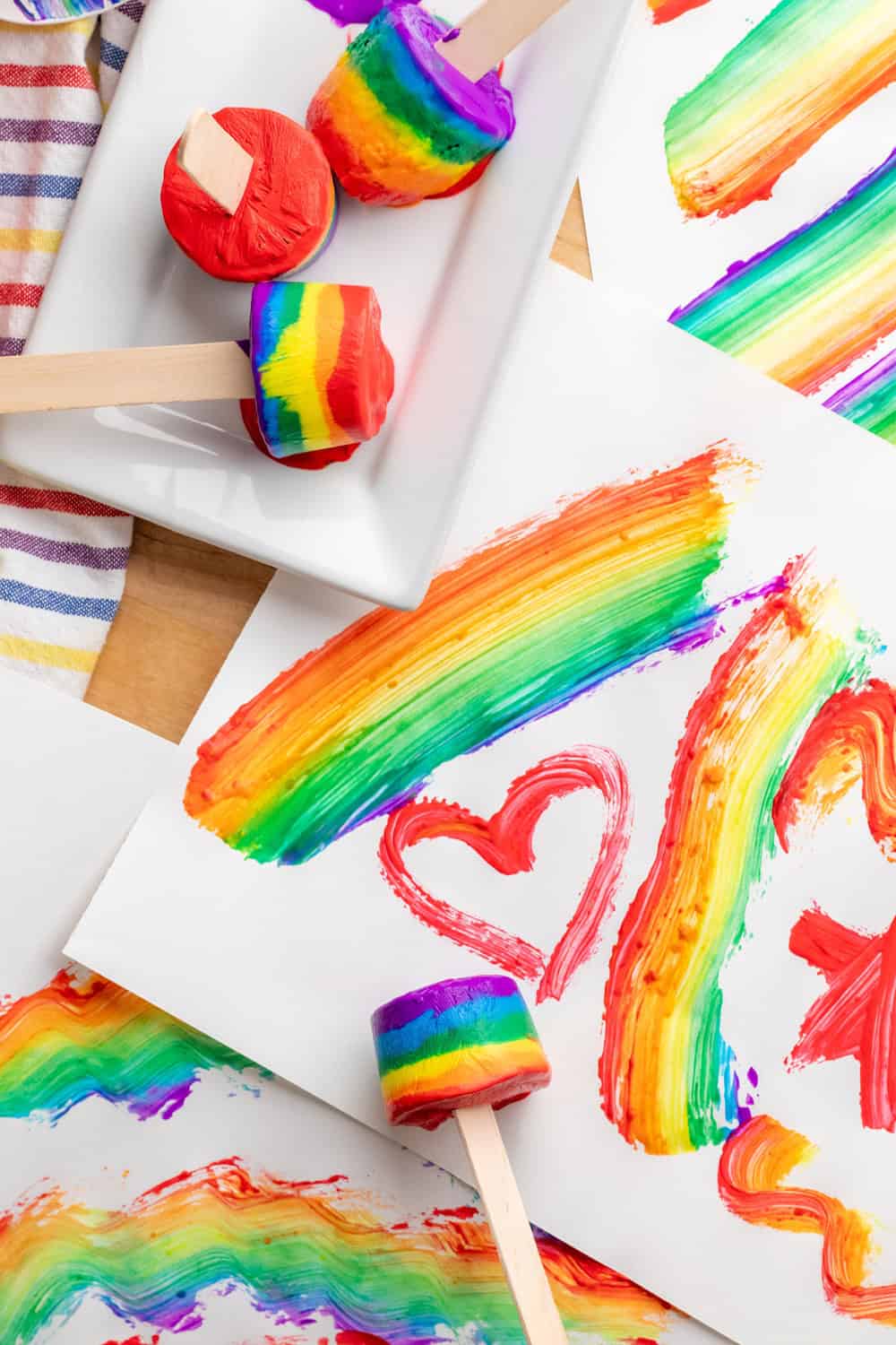 Rainbow Paint Popsicles