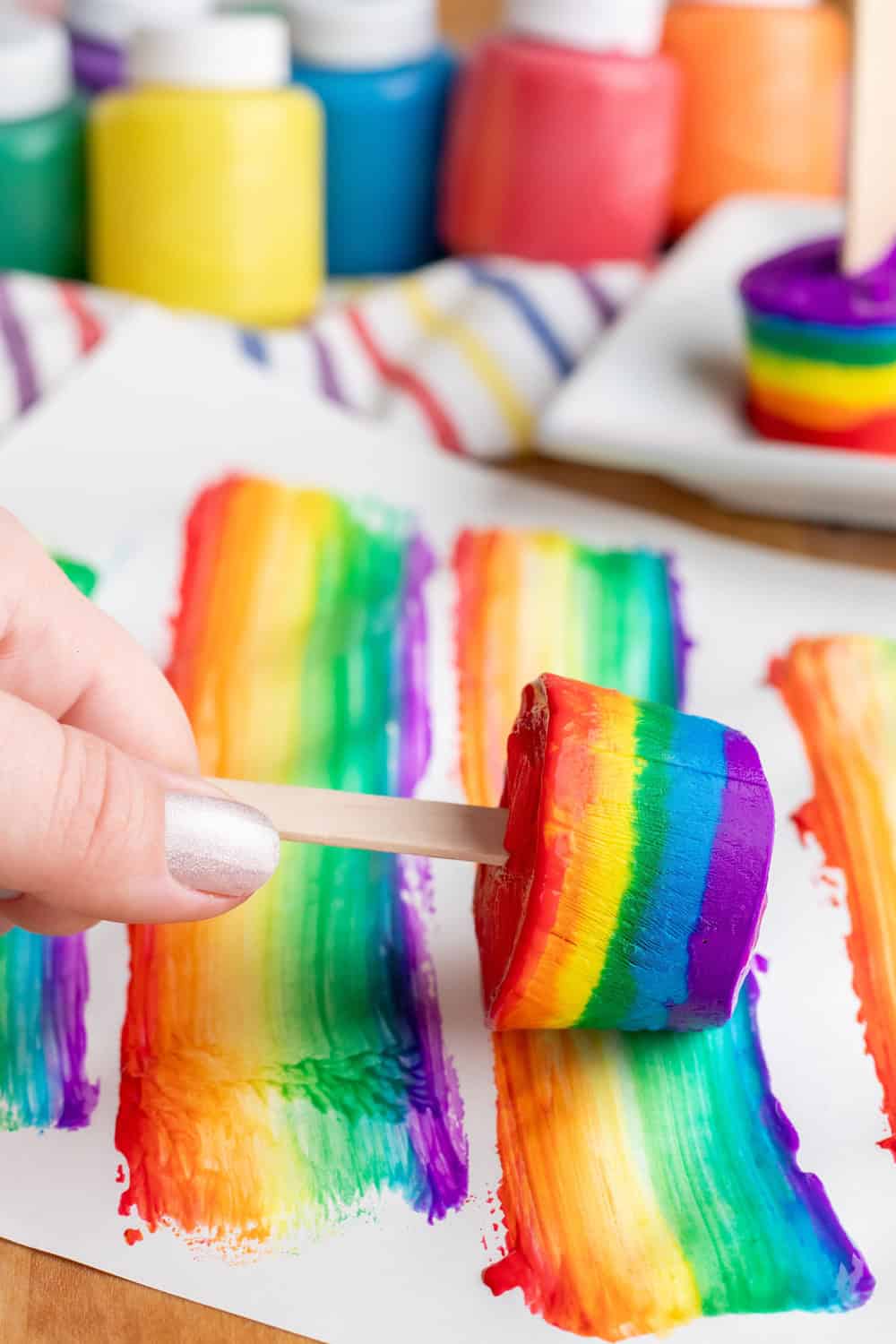 Rainbow Paint Popsicles