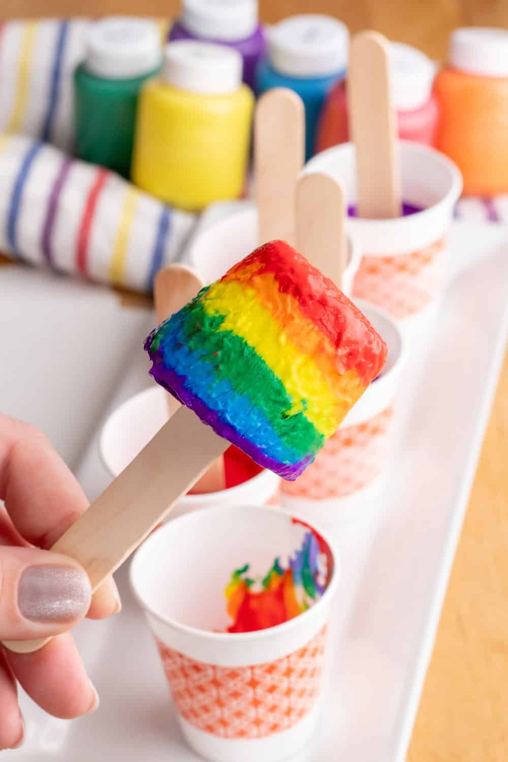 Rainbow Paint Popsicles