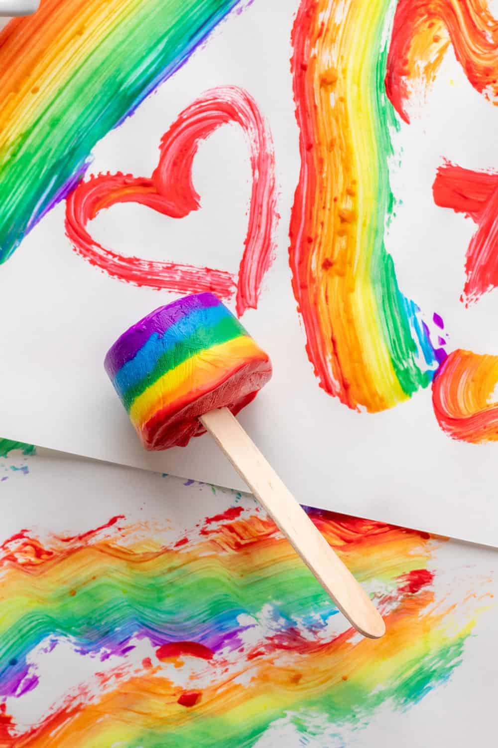 Rainbow Paint Popsicles