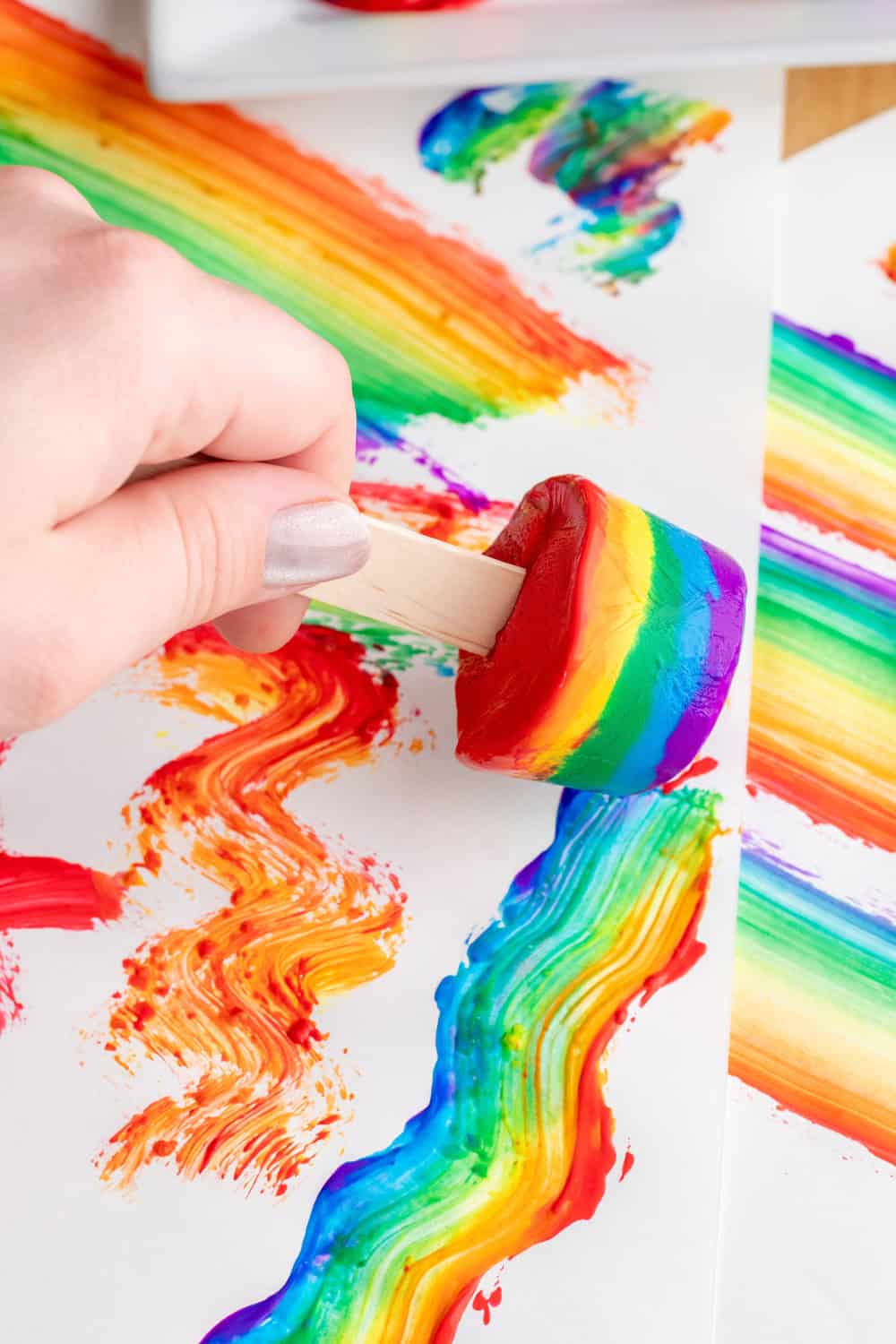 Rainbow Paint Popsicles