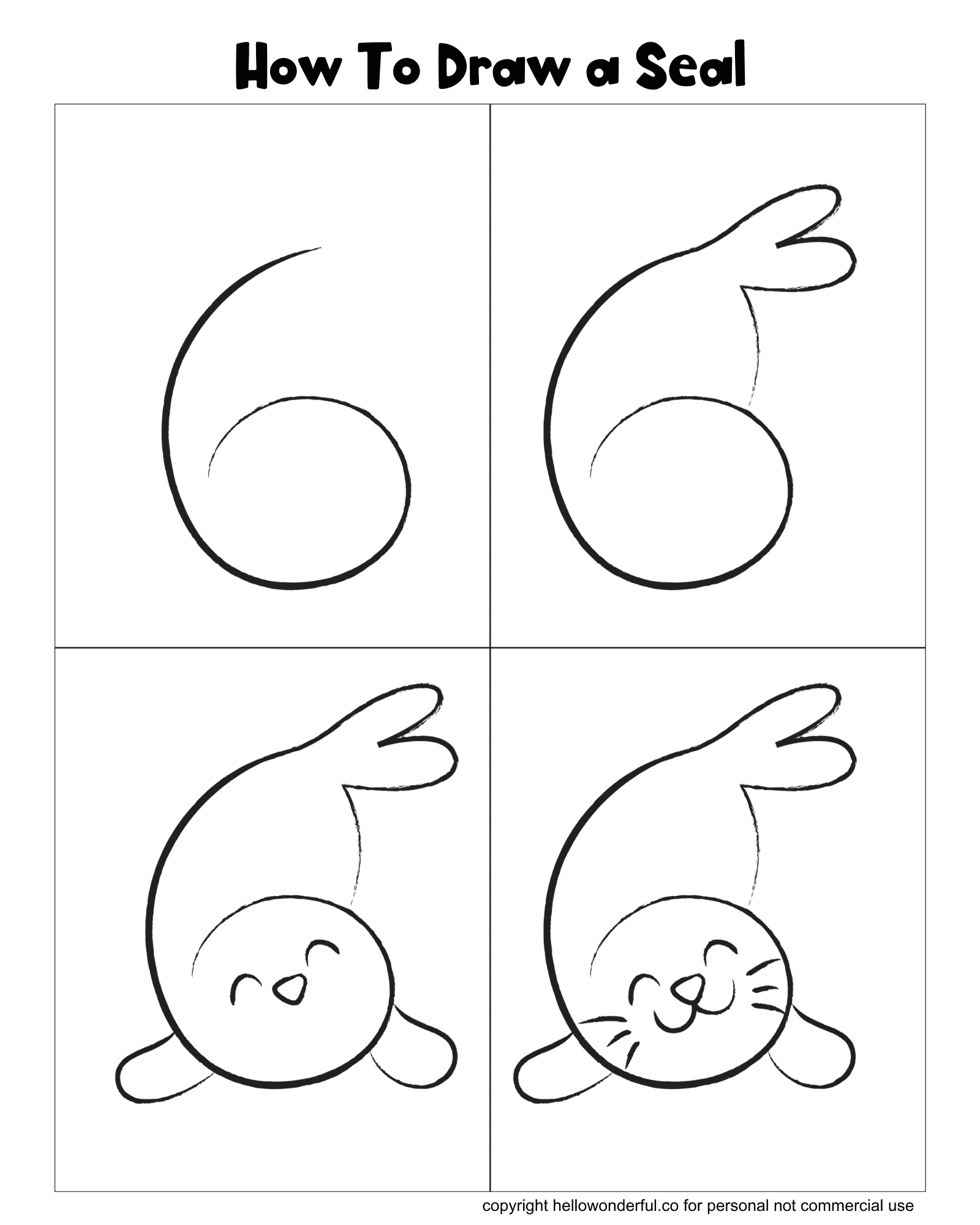 how to draw a seal